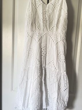 White Eyelet Maxi Dress with Tiered Skirt